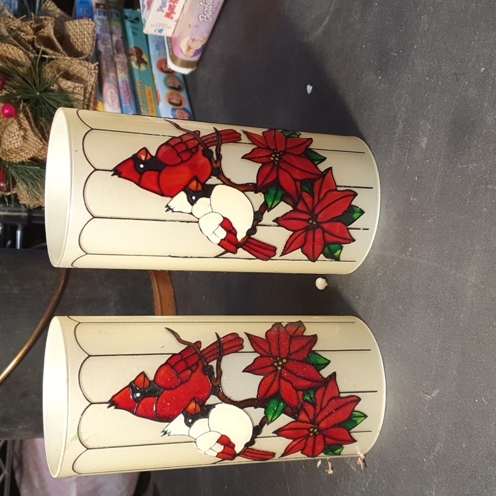 Cardinal Christmas candle holder bottle sconce globes